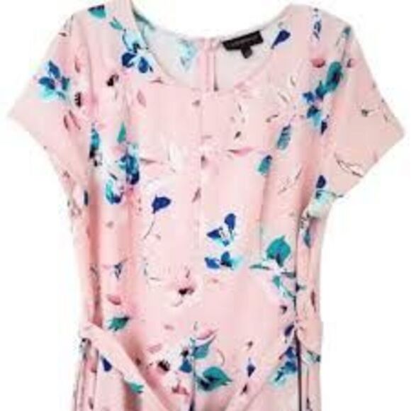 Lane Bryant Size 18 Lena High Low Dress Pastel Pink Blue Floral Modest Feminine - Picture 4 of 15